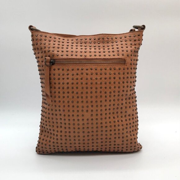 Platania Tan Leather Studded Crossbody Bag - Picture 2 of 11